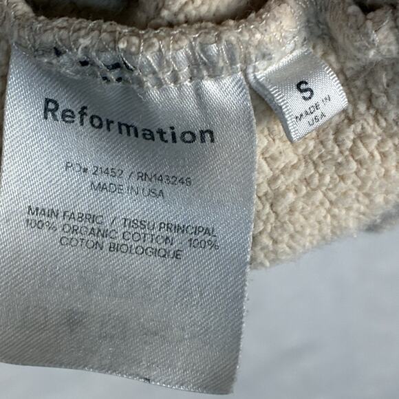 Reformation Womens S Beige Pink Organic Cotton Preppy Boxy Sweatshirt Pullover - Picture 3 of 7